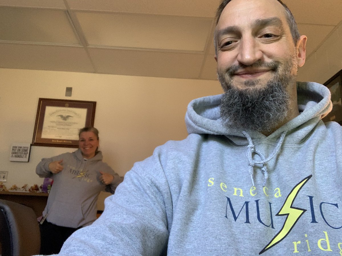 SRMS_Official's tweet photo. Checking in on the building today… @BrendaSPatton1 &amp; I are rocking our spirit wear representing the SRMS music department!  We are going to miss our spring concert series, but we know you are all practicing hard, right? @misscarrieclark #SRMSCORE https://t.co/jJNS1QNvWJ