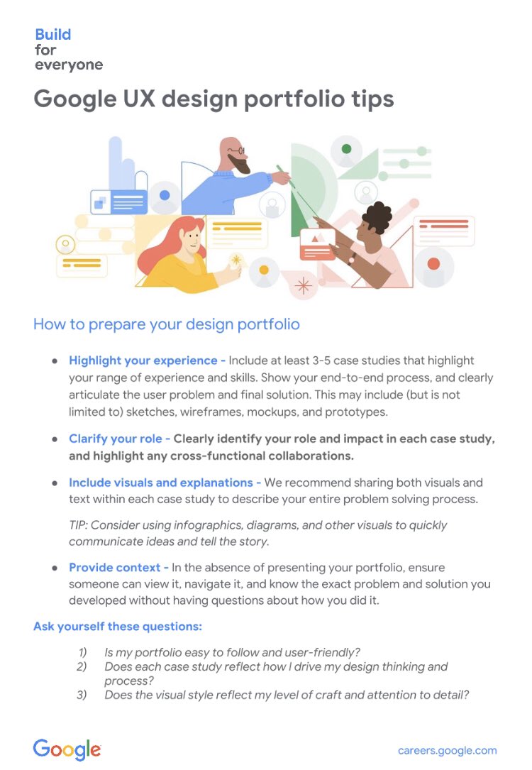 renayuhuang's tweet photo. UX design portfolio tips from Google
#UXdesign #portfolio #google #designportfolio #designcontext #designtips #learnfromgoogle https://t.co/GCMs10fO54