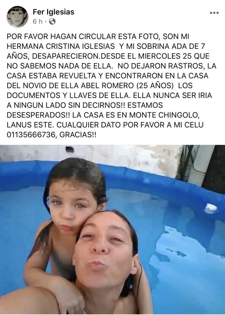 marianopernae's tweet photo. Por favor compartan. Son la hermana y sobrina de un amigo. Zona de Lanús este. https://t.co/7oY3kZSKqk