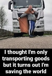 Tachodisc's tweet image. 😂😂Not all superheroes wear capes! #Keepontrucking 👏👏