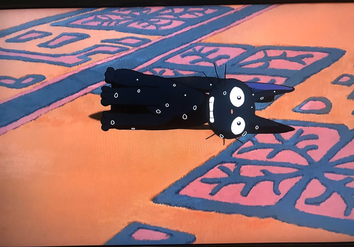 このシーン、めっちゃかわいい😍 汗かいてるし（笑） #ジジ #魔女の宅急便