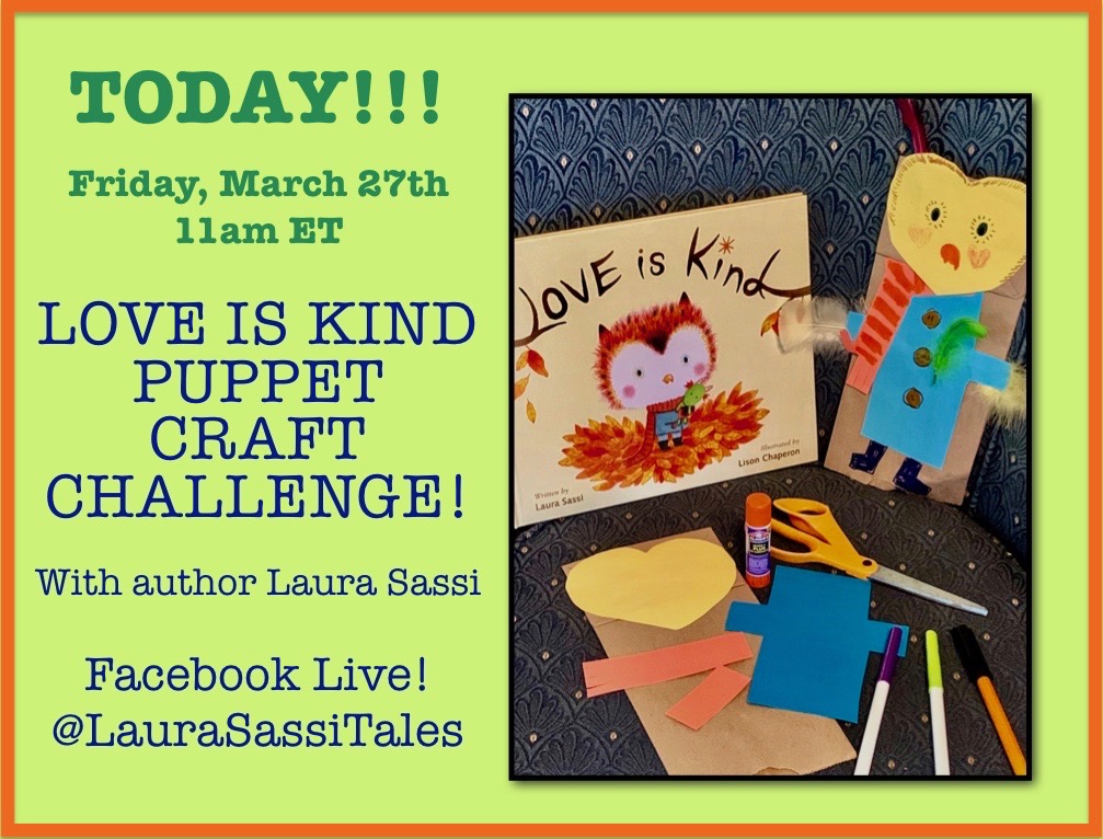 HOOT!  HOOT! The LOVE IS KIND Puppet Craft Challenge kicks off LIVE today at 11am ET right over on my Facebook Author Page: facebook.com/LauraSassiTales. See you soon! =) <a href="/Zonderkidz/">Zonderkidz</a>  #storytimecraft #kidlitquarantine #Homeschooling2020