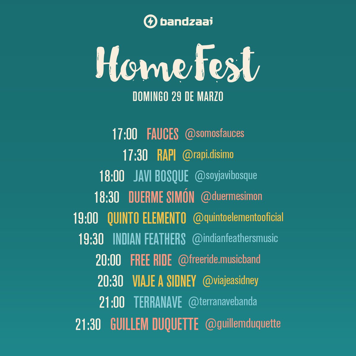 No te pierdas este domingo el "Homefest"!!!
<a href="/bandzaai/">Bandzaai</a> <a href="/musichunters_es/">MusicHunters</a> #Homefest

lunaconritmo94.webnode.es/la-vida-es-un-…