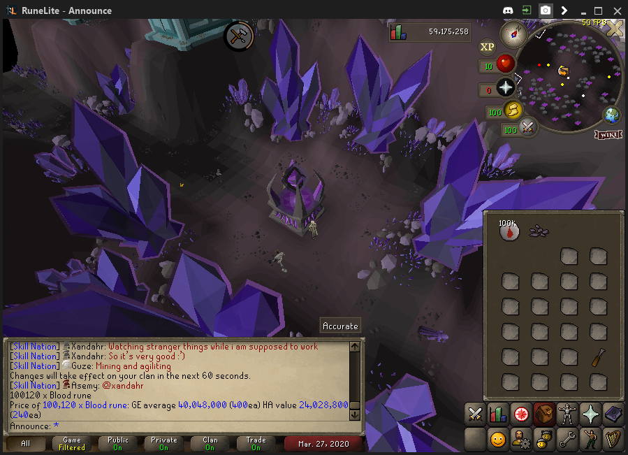 Been training a lot of Runecrafting lately. 100k Blood Runes achieved! :D