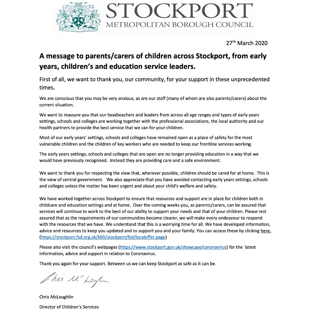 StAnnesRCVA's tweet photo. Update from Stockport Council! #staywell #staysafe #stanneprayforus https://t.co/TqKBU5Eoyz