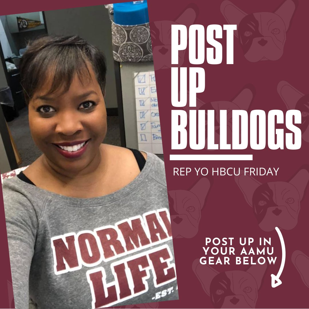 AAMU_Alumni's tweet image. Rep Yo HBCU Friday! Post UP Bulldogs! We want to see your maroon and white! #AAMU #MYAAMU #AAMUAlumni 🐾
📸credit: Alumna Leticia Drakeford