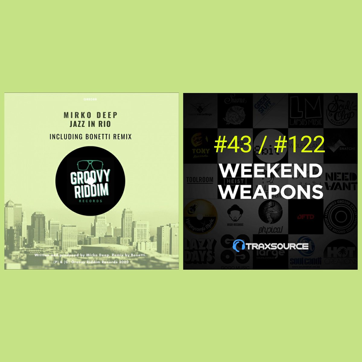 groovy_riddim's tweet photo. 'Jazz In Rio' by #MirkoDeep (incl. @__Bonetti rmx) out today on @traxsource and original mix and remix are in the 'Weekend Weapons' list! [#43 &amp; #122]

Supported by: @KidEnigma, @djmrv, @itsJoeyChicago, @CrissKorey, @BenjiCandelario or @SAMOmusicnl.

Link: https://t.co/0y0ZIemGEG https://t.co/nKhJDSNcKc