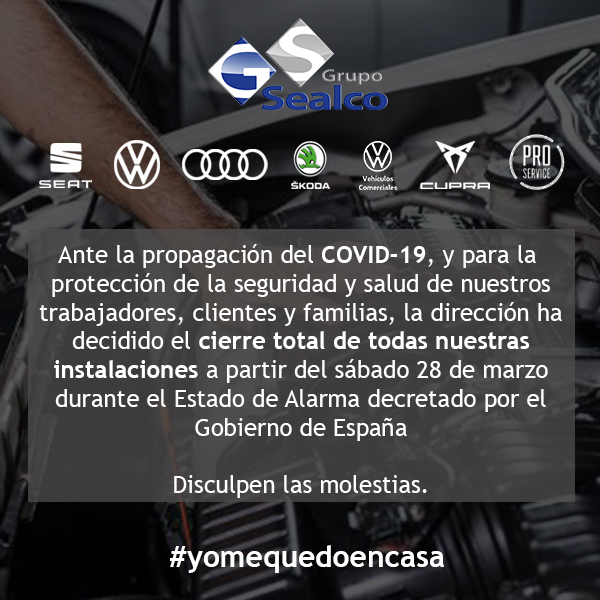 gruposealco's tweet photo. Ante la propagación del COVID-19, y para la protección de la seguridad y salud de nuestros trabajadores, clientes y familias. La dirección ha decidido el cierre total de todas nuestras instalaciones a partir del sábado 28 de marzo.

Disculpen las molestias.
.
#Quédateencasa https://t.co/il0ssiUEvR