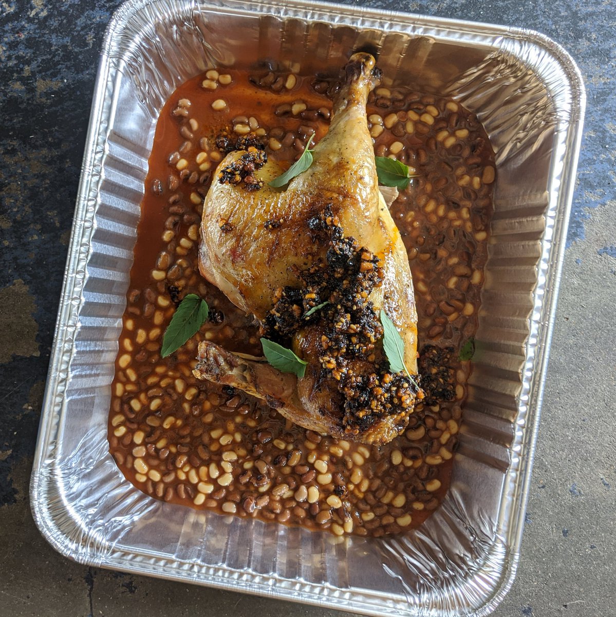 Bethel Trails Farm Half Chicken with Rice Peas, Ranchero and Salsa Macha on the market.  Pickup today or tomorrow from 3-6pm #yeahthatgreenville