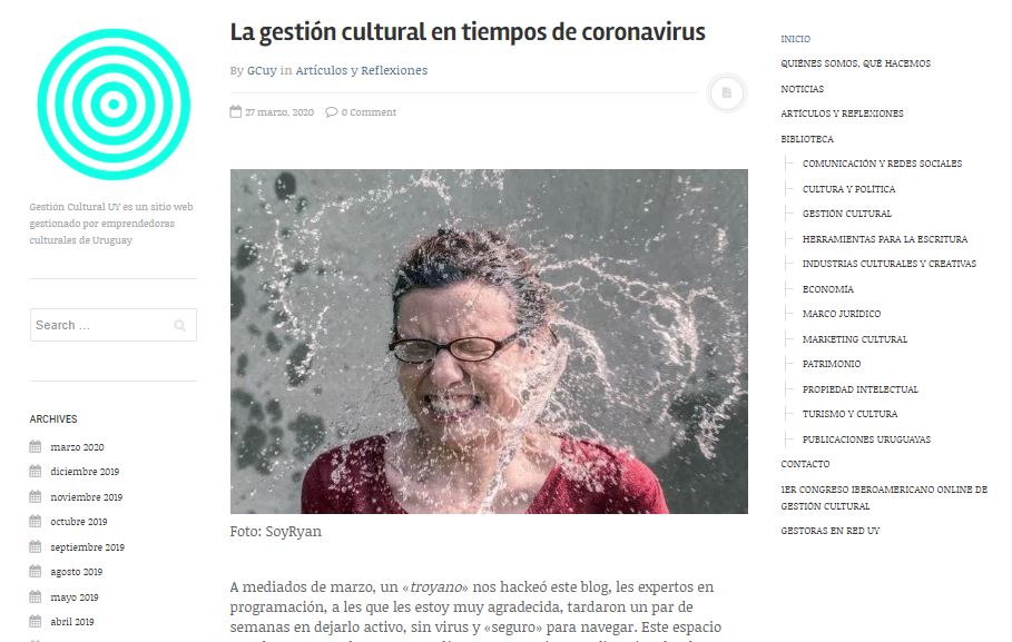 "La gestión cultural en tiempos de coronavirus" Buen día comunidad, con alegría les comparto la 1er #notaGCUY después de hackeo al blog, donde expreso lo que estoy pensando en estos días de pandemia: gestioncultural.org.uy/articulos-y-re…

Les leo #gestióncultura #coronavirus #cultura