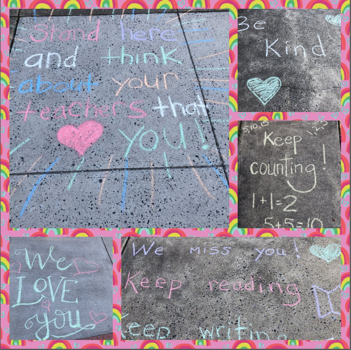 Bailey’s teachers 🧡 our students! 
Check out these sweet chalk messages for students to see as they pick up their grab and go meals 💙🐯💙 #WeAreBaileys