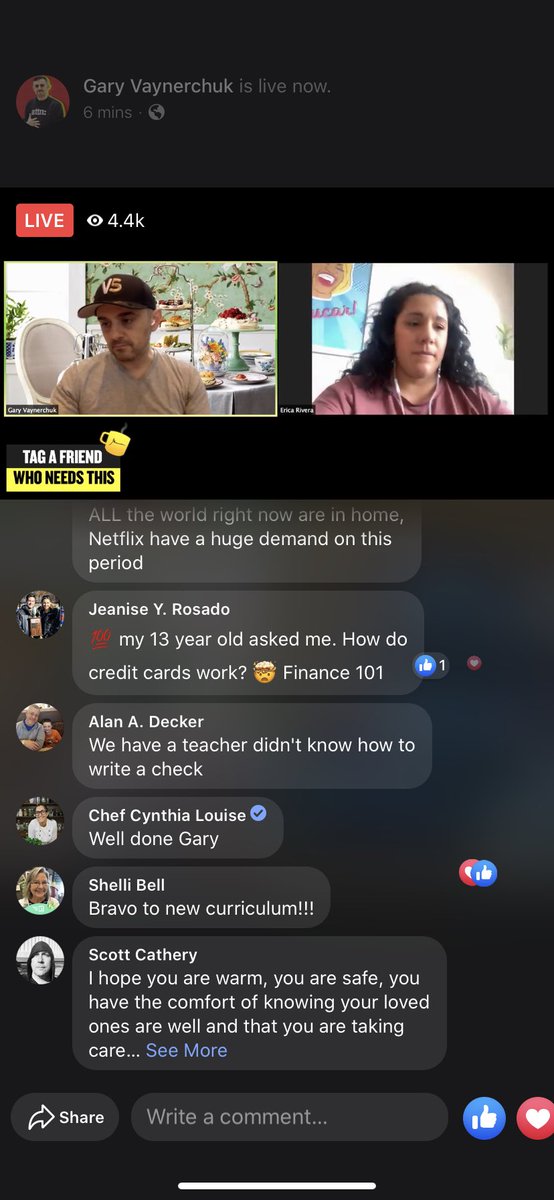 ryan_cady's tweet photo. Tea with @garyvee is LIVE now. Giving free knowledge as he always does.  Love this man! #garyvee #teawithV https://t.co/Jw5qjjLc8D
