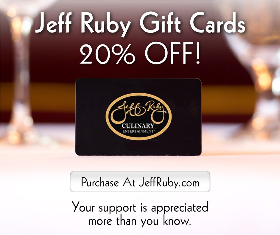 TheRealJeffRuby's tweet photo. Friends, please consider purchasing Jeff Ruby Gift Cards! Our 2 top priorities are our team and our guests. This helps us continue paying 100% of our staff healthcare premiums and helps YOU celebrate when we reopen! Purchase online at https://t.co/LDkqic6rOL. Thank you! https://t.co/rsTEiqJ1mZ