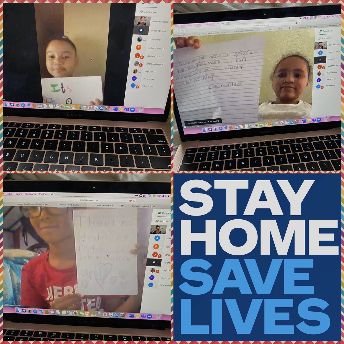CS111q_babich's tweet photo. Even from home we come together as a community and show we care! Today 3 Columbia took a few minutes during their morning meeting to make cards for the people on the frontlines keeping us all safe! We thank you! #remotelearning #BetterTogether @DionneJaggon @DOEChancellor https://t.co/sTKHoaxVQw