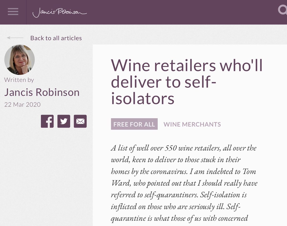 sussexvineyards's tweet photo. Thank you @JancisRobinson for listing wine delivery-ers like us and our favourite Wine Merchants on her delivery list. Find us all at https://t.co/jJ2jaM2WbQ. (English Wine producers listed separately. )#StrongerTogether2020 #LovelLocal π₯π₯ https://t.co/ylTQBkHeHn