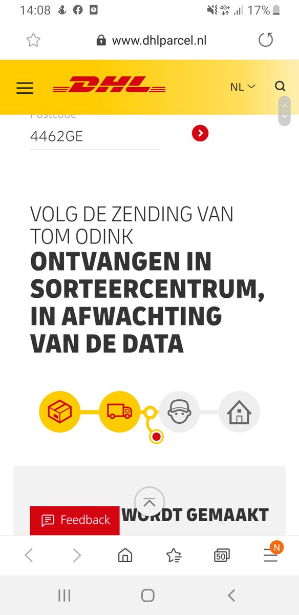 TomOdink96's tweet photo. @DHLNL hallo mijn pakket staat al 3 dagen op deze status.. wat is er aan de hand? https://t.co/U0QGlNSeSC