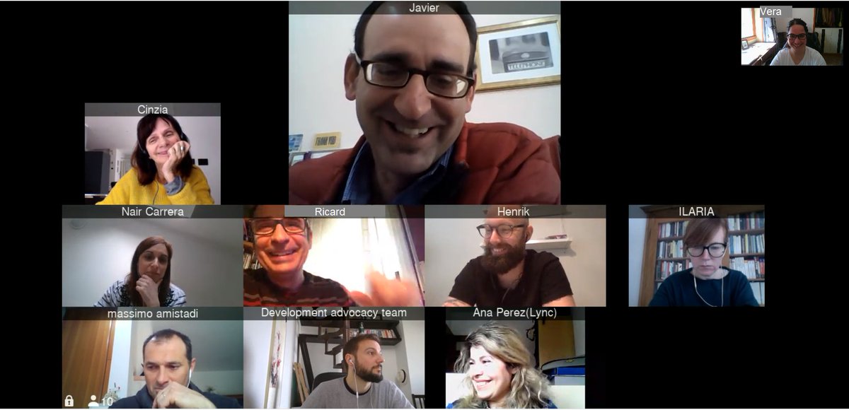 NafoBcn's tweet photo. It was great to meet again online #Erasmusplus #EDURegio partners to agree how to tackle the many difficulties and take advantage of the learning opportunities that #COVID19 issue is raising. Proud to be a part of this awesome team! @AlbalatAna @marett @sepiegob #DGIRCD https://t.co/nLFOi0wRLe