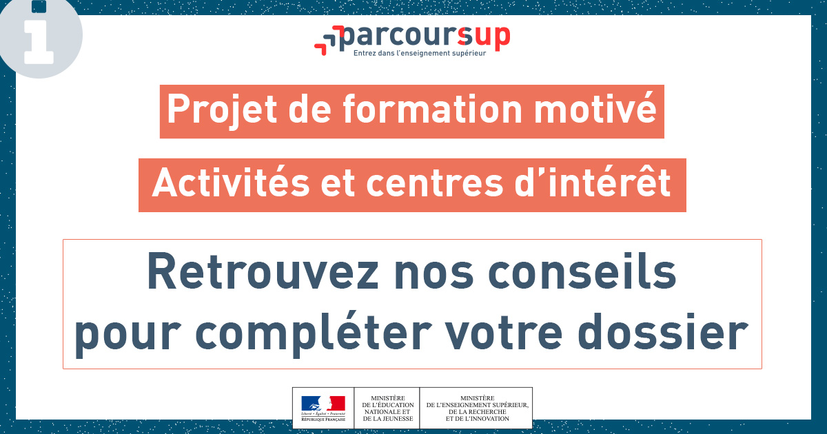 🤔 Besoin d'aide pour compléter votre dossier #Parcoursup ? 
L'<a href="/Onisep/">Onisep</a> met à votre disposition deux fiches conseils  pour renseigner : 
📝 votre "Projet de formation motivé" : bit.ly/2v8xyVX
🧭 la rubrique "Activités et centres d'intérêt" : bit.ly/2tBhNGz