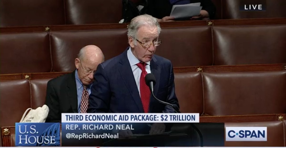 RepRichardNeal's tweet photo. We're in DC this morning to vote for much needed relief for our fellow Americans including expanded unemployment insurance, direct payments to American workers to help them make ends meet, and assistance to small businesses. https://t.co/c4mDOUHwnl