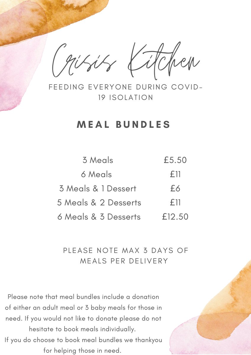 CrisisKitchen's tweet photo. We have our menus for our first week in crisis kitchen starting 2nd April!! 

Please do share with anybody in need or anybody these will benefit! 

Adult and Baby meals provided at cost price! 

#Ashford #COVID2019 #coronavirus #Crisiskitchen https://t.co/AwERbCbSfY