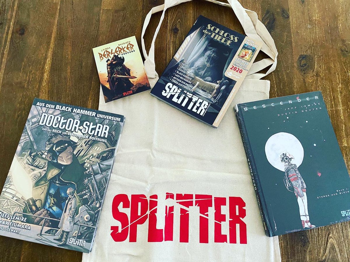 Vincisblog's tweet photo. Das #BleibtZuhause Paket von @SplitterVerlag ist da!
Neben der #MadMaxTragetasche habe ich #Descender 1 und #BlackHammer #DoctorStar geholt (und die kostenlose #SplitterVorschau)
#MadMax #JeffLemire #Comic #Comics #Comicbook #Comicbuch #lesen #Unterhaltung #Angebot #StayAtHome https://t.co/TIzPWSHxec