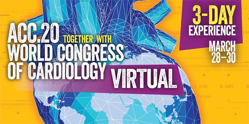 akates1's tweet photo. Join us live tomorrow for ACC.20/WCC Virtual!  Opening Showcase starts at 8AMCT/1PMGMT.   Joint ACC/JACC LBCT Session follows!  @ACCinTouch @PamelaBMorris @DickKovacs @athenapoppas @JeffKuvin @KBerlacher #ACC20 #WCCardio @JACCJournals https://t.co/qgIoAgeGYc