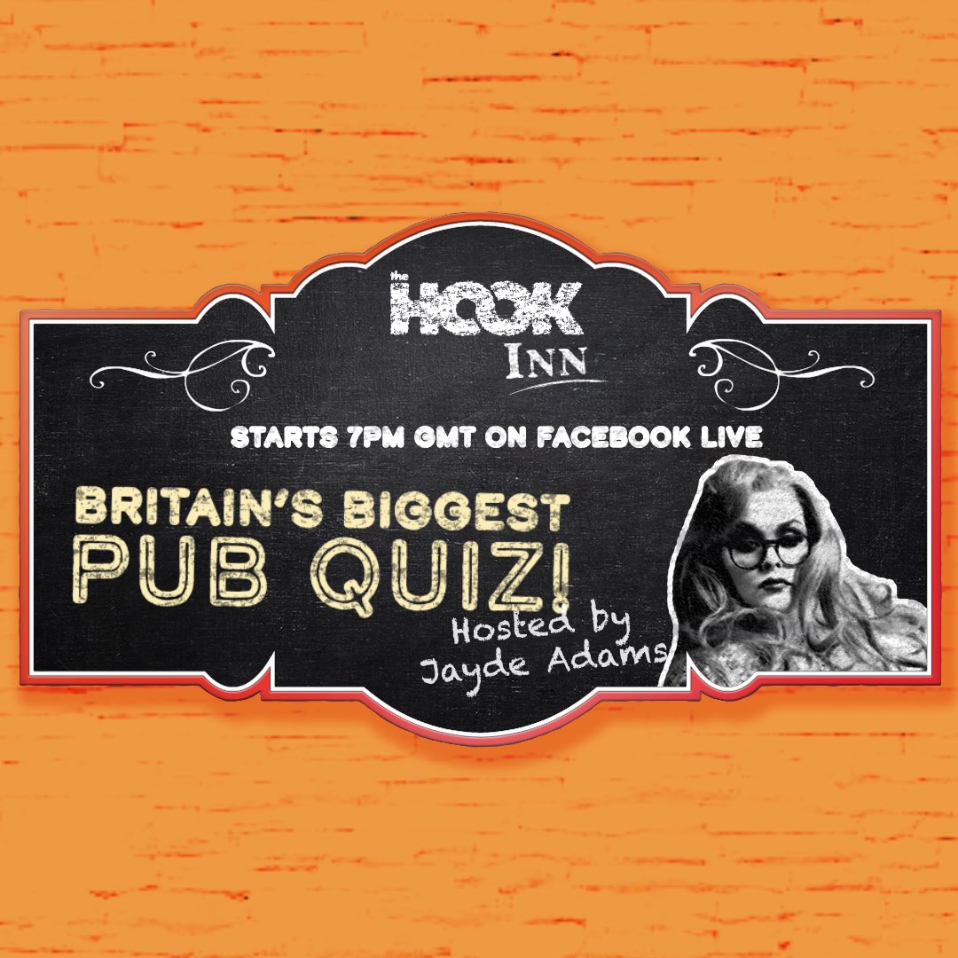 Get a wicked team name, have your pen &amp; paper ready and head to THE HOOK m.facebook.com/TheHookOfficial (who have 7 million followers) for my LIVE broadcast at 7pm as I host Britain’s Largest Pub Quiz (with Rich and Paul). @thehook_online