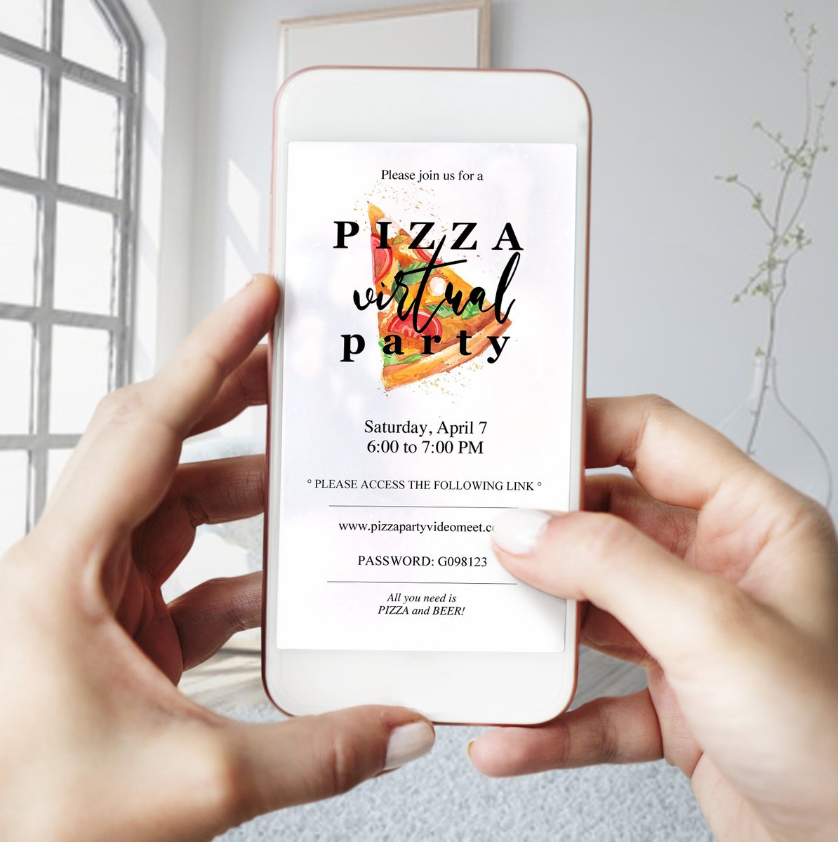NEW!!! Stay Home and Go Virtual! Meet your friends online and share pizza and beer in a VIRTUAL PARTY.
#virtualparty #digitalparty #invitationtemplate #digitalinvitation #quaranteneparty #videomeet #stayhome #pizzaparty #esty #etsyshop