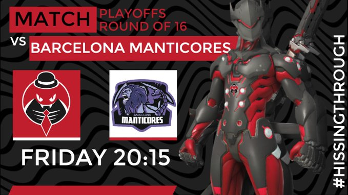 Hoy es el día

Playoffs de la #OWAndromeda vs <a href="/BCNManticores/">BCNManticores</a> 

A las 20:15 CET

Retransmitido por <a href="/TitanMediaES/">TITAN Media</a> 

#HissingThrough
