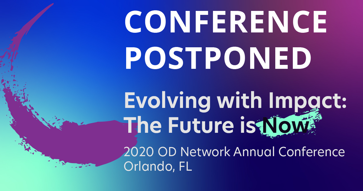 ODNetwork's tweet photo. After careful consideration the OD Network Board has decided to postpone #ODN2020. In light of this, we invite you to join an Open Dialogue call, March 28th at 3 PM EDT to connect &amp; discuss how we can continue to support you. More info can be found here: https://t.co/TxGB05LjG7 https://t.co/lcAnX5kPi8