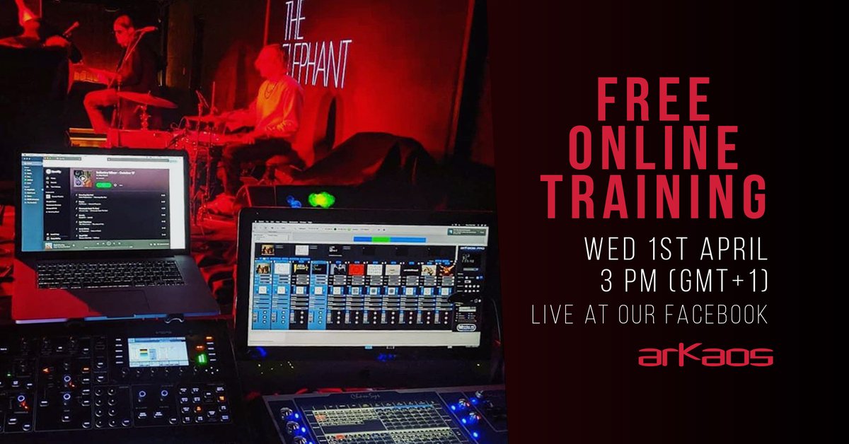 ArKaos's tweet photo. A new date for online training is out - April 1st, at 3 pm GMT.
We'll talk about #MediaMasterPro 5 #FixtureMode
Our guest lecturer will be Leonard Mathay, a #video, and #LightOperator on shows, and festivals such as #Graspop, #LiveTVshow, #CAP48 https://t.co/XcujYpn9Kx