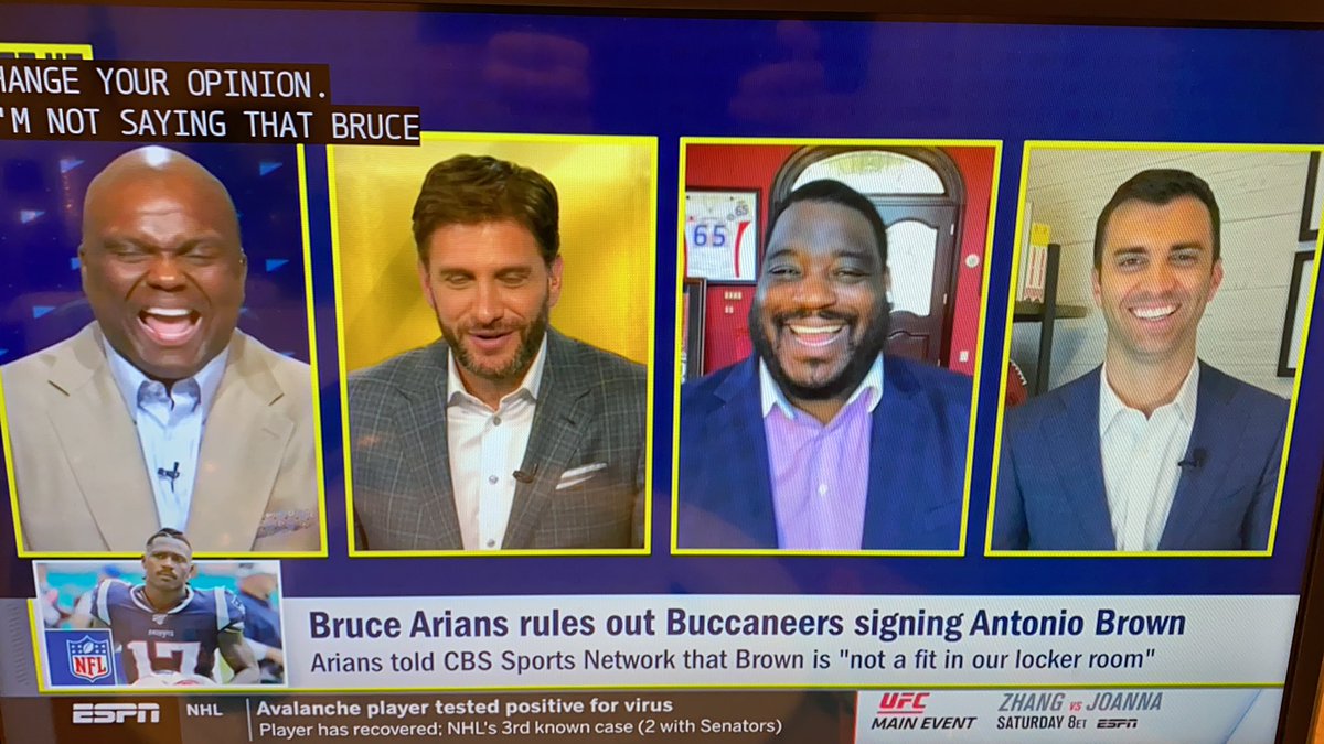 beaumbrooks's tweet photo. Watching @espn @GetUpESPN guys giggling as Jeff’s lawn crew is leaf blowing outside his window is everything today. 😂😂😂 https://t.co/6y44U6CdGg