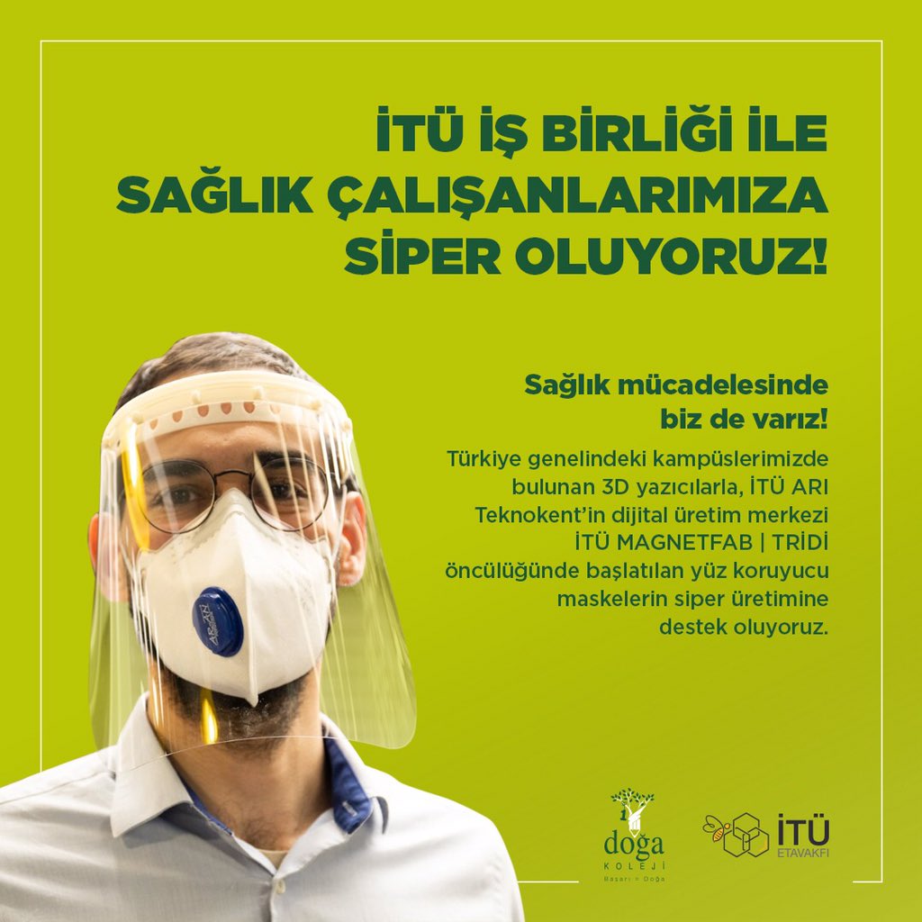 Doğa Koleji olarak İTÜ iş birliğiyle sağlık çalışanlarımıza “Siper” oluyoruz! #SağlığınızSağlığımız
dogakoleji.k12.tr/haberetkinlik/…