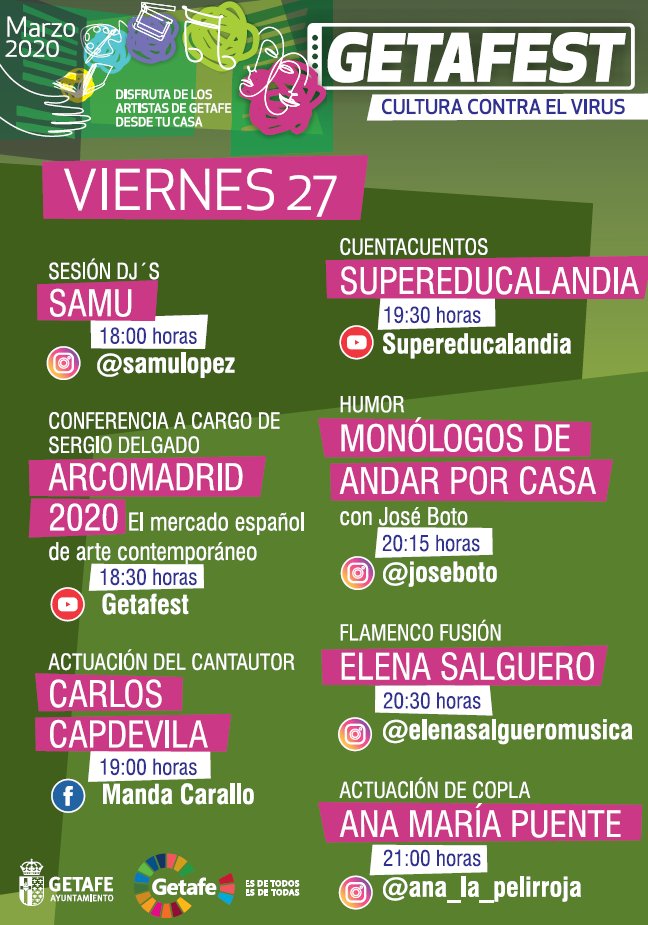 bmgetafe's tweet photo. 🎁 Este fin de semana vuelve #GETAFEST Cultura contra el virus. Y la #BMG participa.
Concierto #CIBMV 2009
🗓️ Domingo 29 marzo 12h
📌 Agéndate, prográmate y comparte
#Getafe #QuédateEnCasa #EsteVirusLoParamosUnidos
#HaciaNuevosHorizontes #TúhacesBanda
#Getafe #Música #Cultura https://t.co/jIlclBcAL5