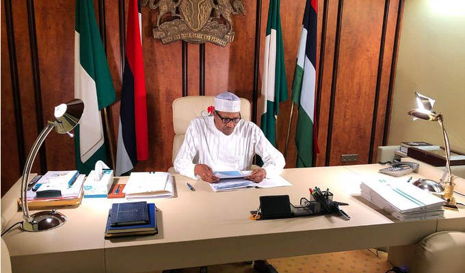 doxpostng's tweet photo. Presidency Dismisses Rumors Of President Buhari’s Whereabouts, Posts Photo Of Him In His Office 
https://t.co/ufUCDWHMLN https://t.co/I8i28LO80K