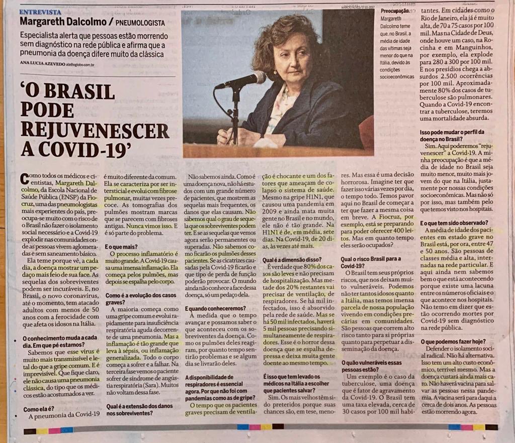 SarahOliveira's tweet photo. vcs leram esta entrevista? 
olha, ñ dá pra brincar. 
ñ é uma gripe comum. é perigoso demais. 
se ñ acreditam mesmo vendo Itália empilhando caixão, Reino Unido se ARREPENDENDO de ñ ter feito isolamento adequado, leiam esta matéria. https://t.co/JfB4mWogB0