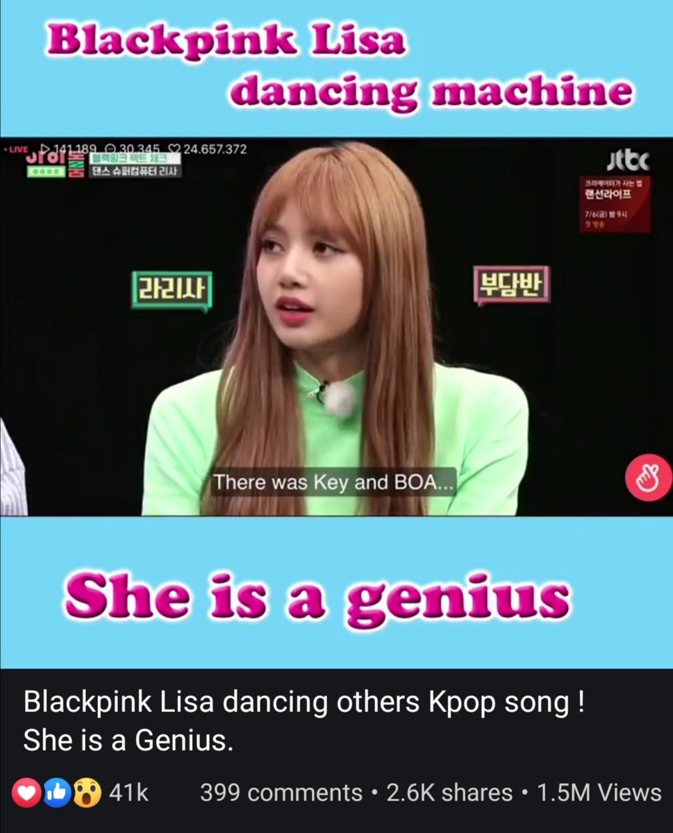 BLACKPINK LISA is a genius1.5M views - 41k reactions - 2.6k sharesOUR PRIDE LALISA #327WishesForLalisa #LalisaManobanDay #ProdigyLalisaDay #우리의_별_리사_생일축하해  @ygofficialblink https://www.facebook.com/402887676994198/videos/560356284496440/