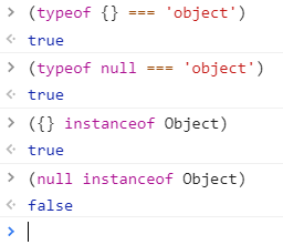 bennycode's tweet photo. Be careful when using `typeof` and `instanceof` for comparing types. There are significant differences. Here is an example. #object #null #typeof #instanceof #JavaScript #gotcha https://t.co/FnCRibQeeG