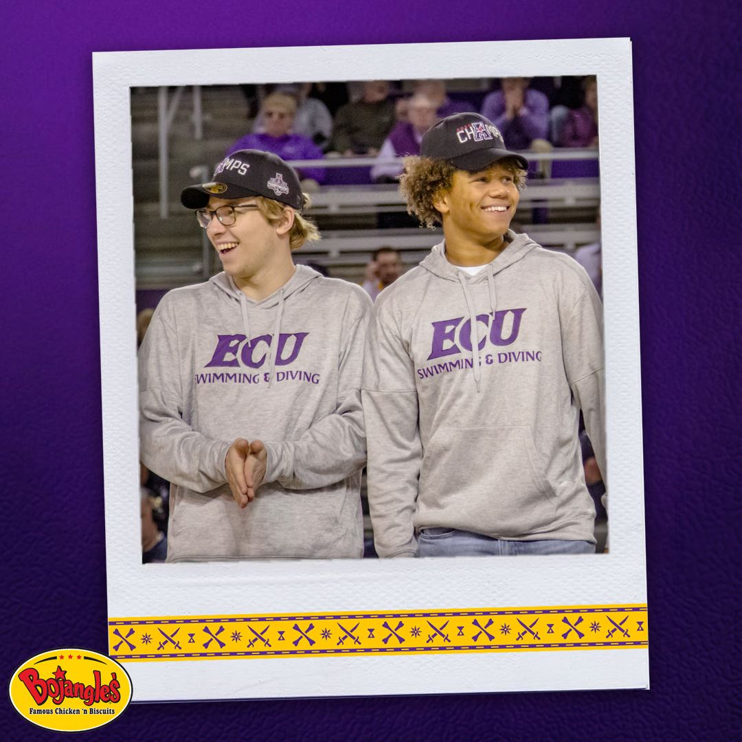 ECUAthletics's tweet photo. Remember when the men of @ECUSwim_Dive claimed the @American_Swim Conference Championship? Their @ECUBasketball recognition is our @Bojangles #PhotoOfTheDay! 📸 https://t.co/dsQ2yKXaLa
