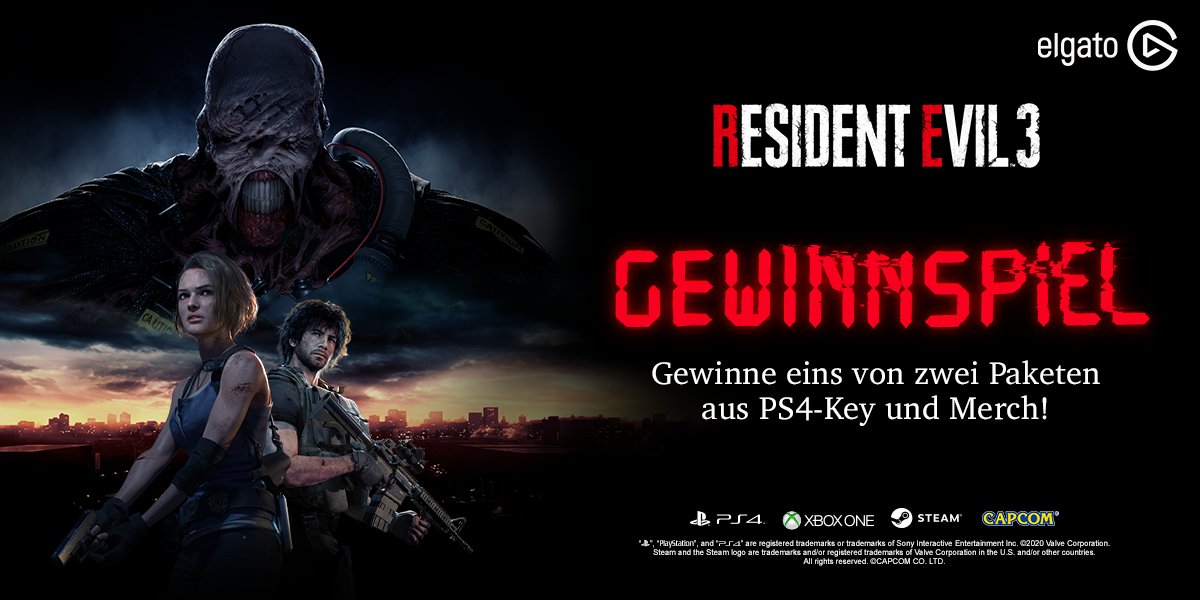 elgatoDE's tweet photo. Raus aus Raccoon City!
Für Freunde des feinen Grusels haben die Ehrenleute von @CAPCOM_Germany folgende Pakete geschnürt:

2x ein PS4-Key und Merch 😮
Wie ihr rankommt?

1⃣ ❤️ + 🔁 diesen Tweet
2️⃣ Folge @CAPCOM_Germany + @elgatogamingDE 

🕛 : 29.3.2020, 16 Uhr CET https://t.co/pTFZ7nNwxO