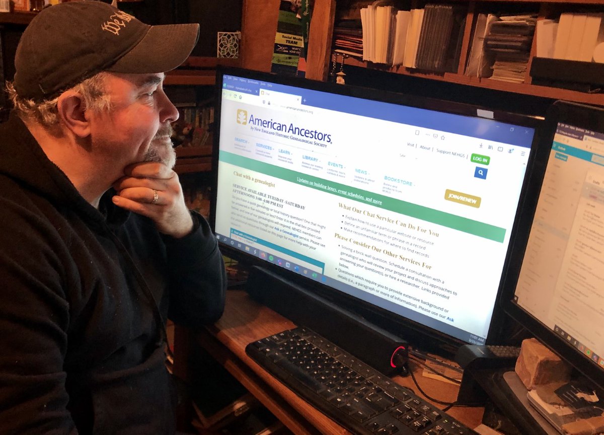 AncestorExperts's tweet photo. Don't let our genealogists get lonely! Have a quick question you’d like to run by a pro? Chat with us online! We're available Tues-Sat, 3-4 pm EDT &amp; can explain a website or resource, define an unfamiliar term, &amp; tell you where to find records. Visit https://t.co/BunuvaNDNU. https://t.co/lfivhKMFxz