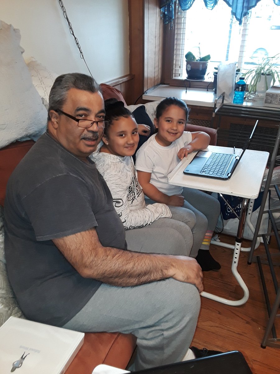 MoravianU's tweet photo. José Eliud Ruiz is a current, secondary education major that not only is adapting to #onlinelearning but is also teaching his 
@AllentownSD grandkids too! #ALittleRevolutionary
.
Thanks José for sending us these photos. How are you learning? Email socialmedia@moravian.edu https://t.co/LyfiOZ8pYf