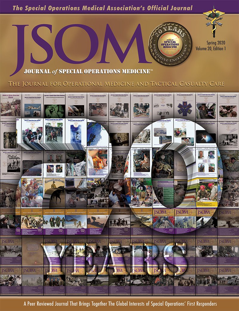 JSOMonline's tweet photo. The Spring 2020 edition of the Journal of Special Operations Medicine is out! Check out this special 20 year commemorative cover featuring every cover of every issue going back to our origins @USSOCOM .
#SOFmedic #SOFMedicine #combatmedicine #combatmedic #JSOMonline https://t.co/DUehNyfYV7