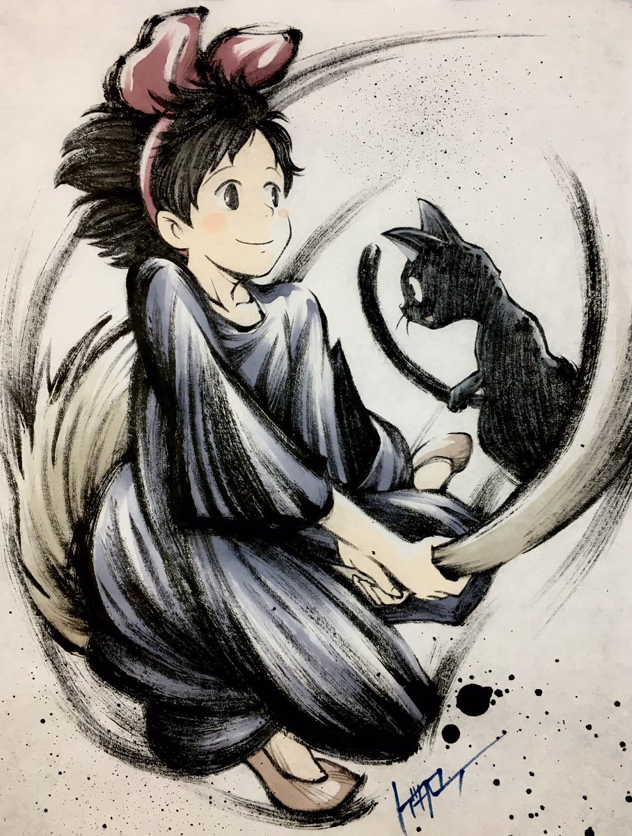 墨絵 魔女の宅急便 魔女の宅急便 墨絵 金曜ロードshow 放浪のゲタローのイラスト