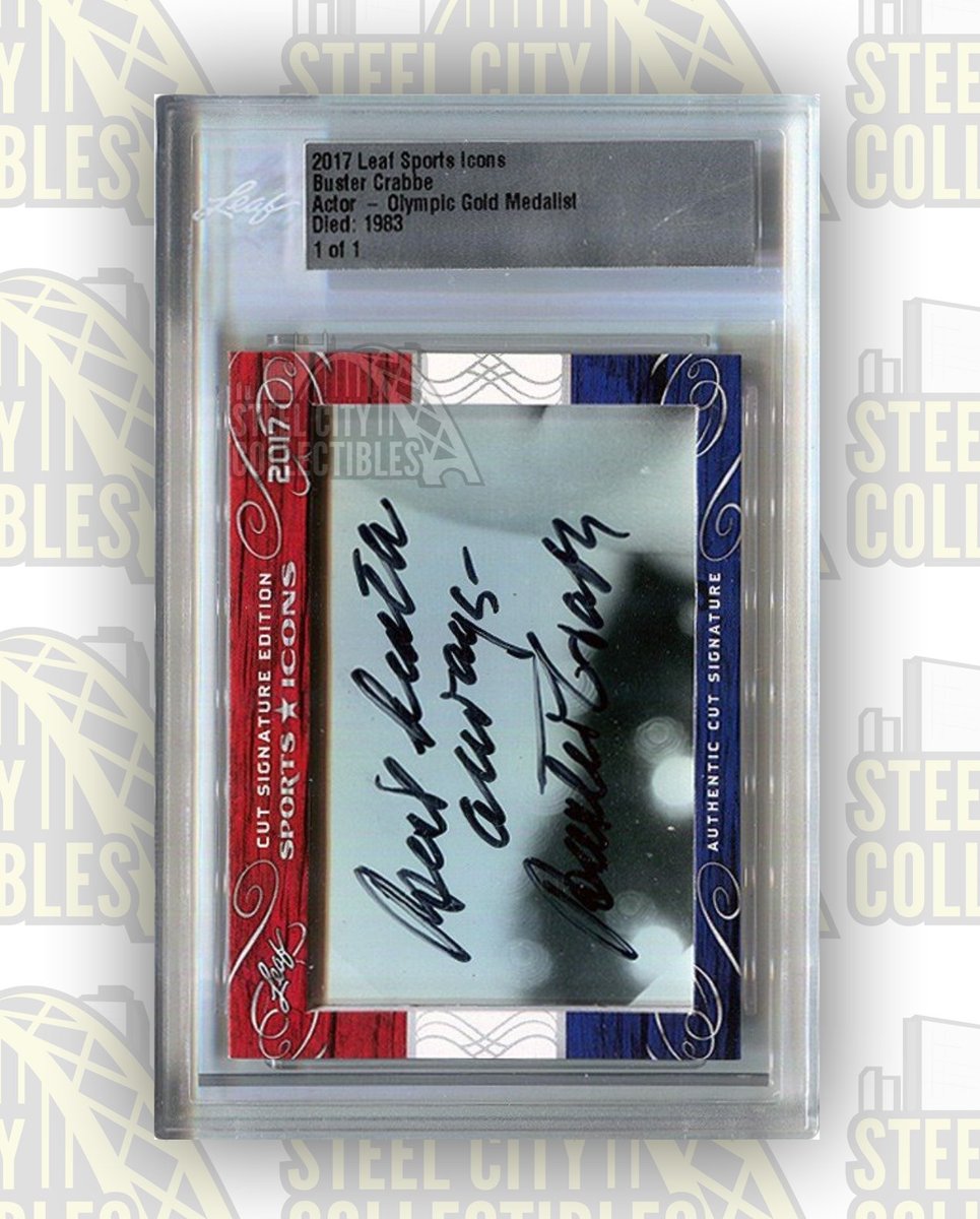 SCCTradingCards's tweet photo. π SINGLE SPOLIGHT: Buster Crabbe cut signature autograph card! This card is from 2017 Leaf Sports Icons and is a #OneOfOne! Check it out here: https://t.co/6YzSUZOqVr
#TheHobby #Olympics #Leaf #Collect #GoldMedal #TradingCards #CutAutograph @Leaf_Cards #Cards #Autograph https://t.co/LTCXyAarUr