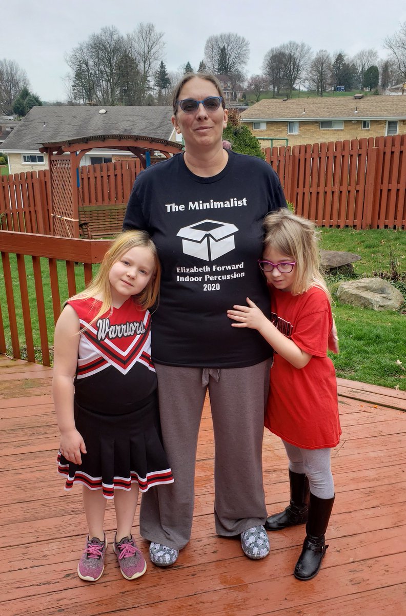 Lizb002's tweet photo. I finally got boy child to participate barely.   Red and black day #efpride
#efIndoorpercussion #EFVirtualSpiritWeek https://t.co/3BIiFFSCll