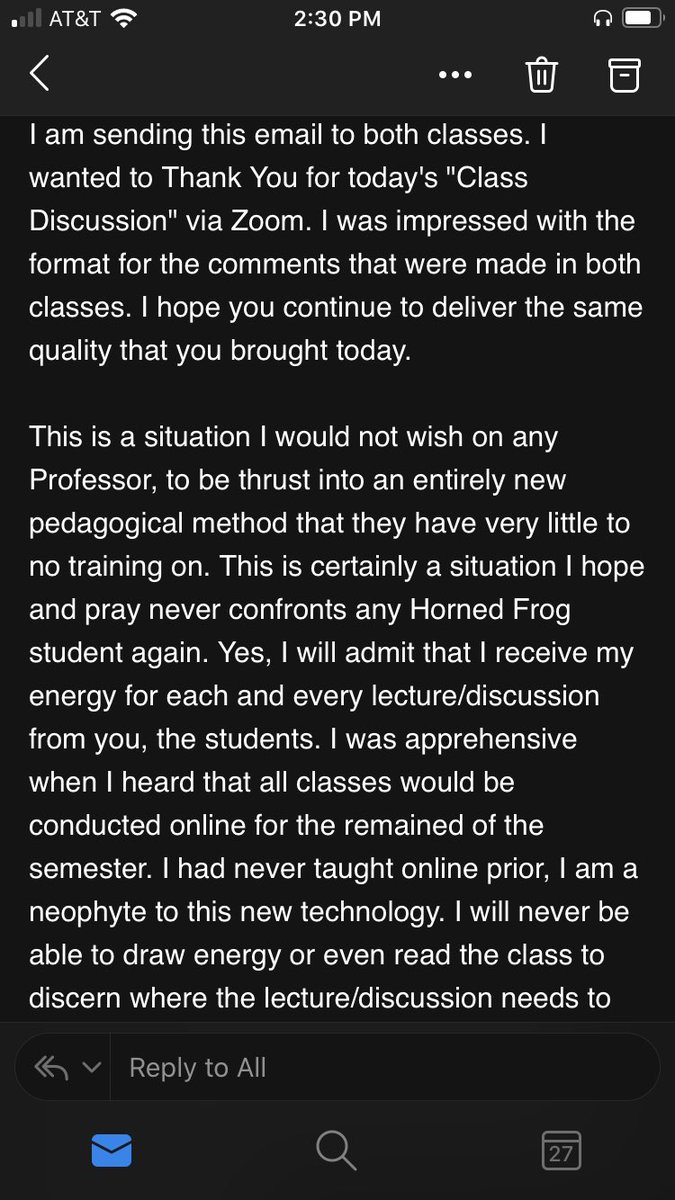 ky13mc's tweet photo. Emails like this from @TCU professors &amp; VBo’s YouTube videos are the positivity that keep student’s hopes up in times like these. #TCUtogether #LeadOn https://t.co/J9jNdJr8Wn