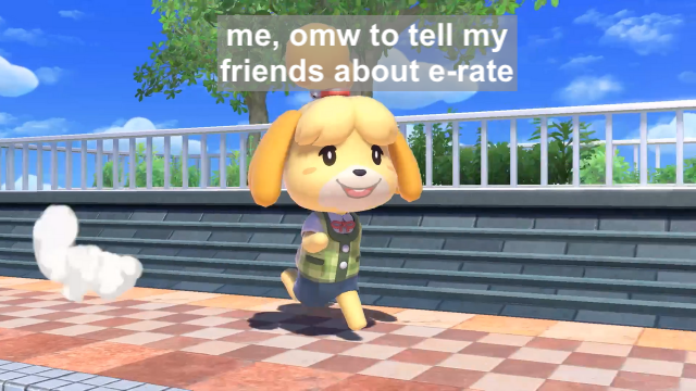 ALALibrary's tweet photo. As libraries and schools move completely online, ALA is working with coalition partners to urge @FCC to extend and protect the e-rate program. E-rate provides funds for school and library broadband services. Hereβs a quick update, told through #AnimalCrossing. #LibrariesStrong https://t.co/9Bci5oZg9F