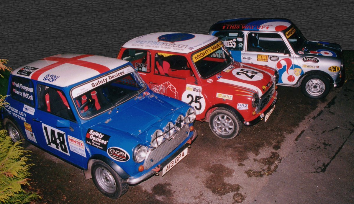 NeilBurgess's tweet photo. Throw back to a CBM group photo. Mildred the rally car with Croftys race car and Purdey.
#classicmini #miniclassic #Motorsport #motorsportuk #miniowners #prettycar #racecar #race #rally #cbmmotorsport #MildredMini #purdeymini https://t.co/UiqaOJ0nte