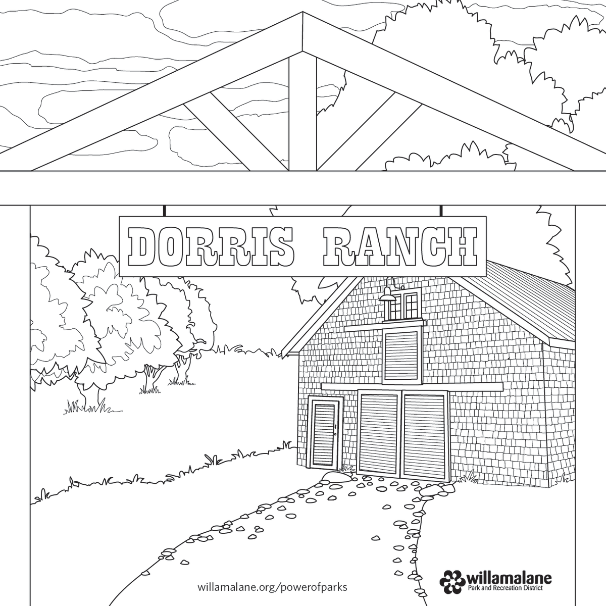 Willamalane's tweet photo. If you can’t get out to one of our parks, immerse yourself in one of our parks-themed coloring sheets. The first in the series is Dorris Ranch. We know grownups like to color too, so we have versions for both kids and adults. Stay tuned for more! Download https://t.co/wL7MxCr505. https://t.co/VNk5UrAXW5